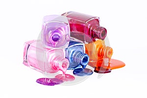 Bottles with spilled nail polish