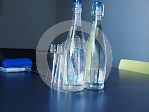 Bottled water in meeting room photo
