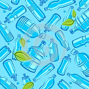 Bottles water background, pattern set. Collection icon bottles water. Vector