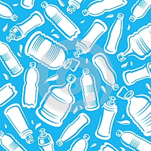 Bottles water background, pattern set. Collection icon bottles water. Vector