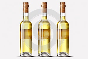 Bottles of white wine with blank front label