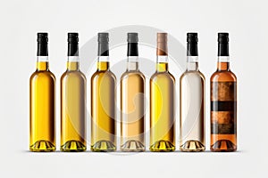 Bottles of white wine with blank front label