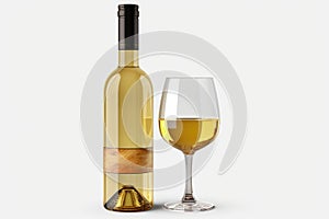 Bottles of white wine with blank front label