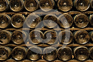 Bottles in wine cellar
