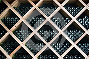 Bottles of wine in a wine cellar