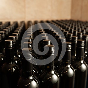 Bottles of wine in winecellar redy for packing and delivery photo