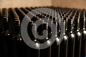 Bottles of wine in winecellar redy for packing and delivery photo