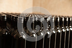 Bottles of wine in winecellar redy for packing and delivery photo