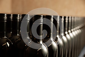 Bottles of wine in winecellar redy for packing and delivery photo