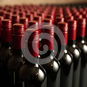 Bottles of wine in winecellar redy for packing and delivery photo