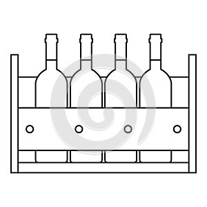 Bottles of wine in a wooden box icon outline style