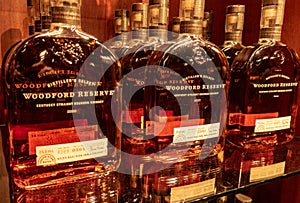 Bottles of Woodford Reserve Bourbon on Display photo