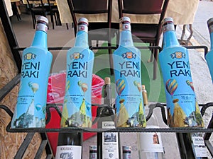 Bottles of Yeni Raki liqueur for sale