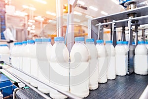 Bottling milk production line factory, industry equipment dairy plant