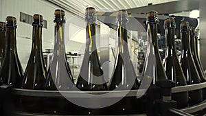 Bottling and sealing conveyor line at factory