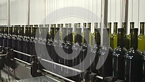 Bottling and sealing conveyor line at factory