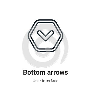 Bottom arrows outline vector icon. Thin line black bottom arrows icon, flat vector simple element illustration from editable user
