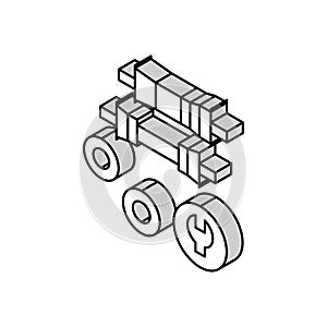 bottom bracket carriage elimination isometric icon vector illustration