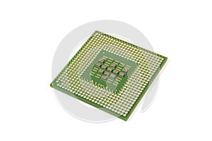 Bottom of Computer notebook CPU cache memory 1 megabytes on white background, isolated