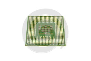 Bottom of Computer notebook CPU cache memory 1 megabytes on white background, isolated photo