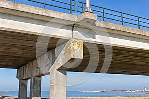 Bottom of concrete bridge near Lelystad, The Netherlands photo