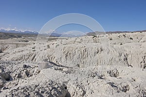 The bottom of the dried up glacial lake