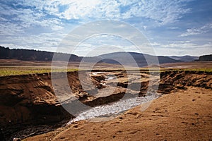 The bottom of the empty Studen dam.