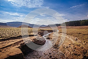 The bottom of the empty Studen dam.