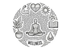 At the bottom, framed by circles representing interconnected