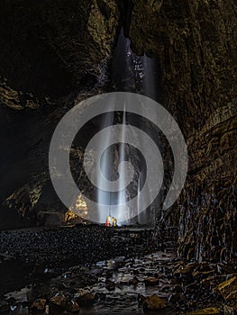 At the bottom of Gaping Gill in Yorkshire Dales photo