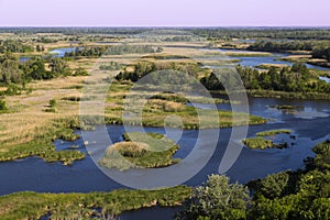 Bottom land of Vorskla river . Top view. Ukraine. Europe
