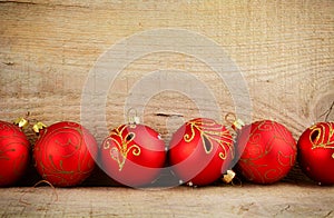 Bottom line red baubles christmas ornaments wooden