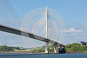 Bottom new Queensferry Crossing road bridge over Firth of Forth, Scotland