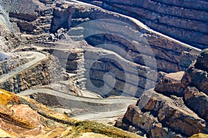 The bottom of the the Super Pit, the open pit goldmine in Kalgoorlie, Western Australia