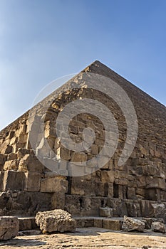 Bottom up view of the Great Pyramid of Giza