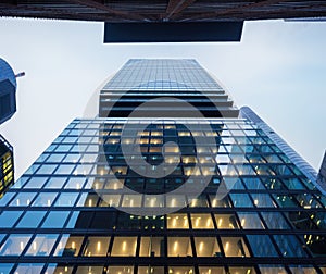 Bottom-Up view of Omniturm Modern Building - Frankfurt, Germany