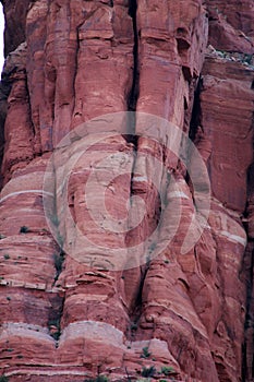 Bottom-up view of some rocky hills, in red color. Sedona, photo