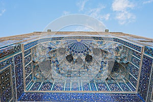 Bottom view of the arch with oriental patterns in Amir Temur Mausoleum Gur-i Amir ÃÂ¡omplex photo