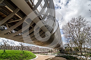 Arganzuela footbridge. A monumental structure in Madrid Rio park photo