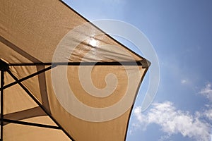 Bottom View Of Beach Umbrella And Sun Light Through It