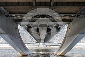 Bottom view of the concrete bridge