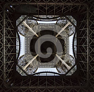 Bottom view of Eiffel tower
