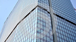 Bottom view of glass silhouette of skyscraper. Business building.