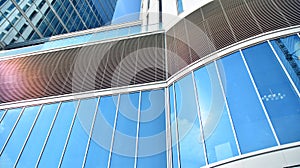 Bottom view of glass silhouette of skyscraper. Business building.