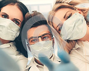 Bottom view .a group of surgeons performed the operation