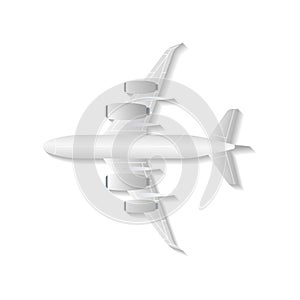 Bottom view jet airplane isolated vector icon