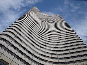 Bottom view on modern high rise building