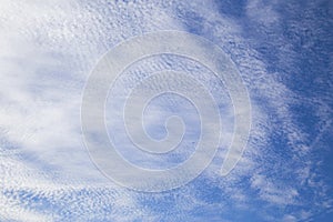 Bottom view of the sky with cirrus clouds.