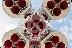 Bottom view of space rocket nozzles