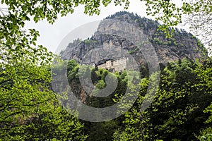 Bottom view of the Sumela Monastery